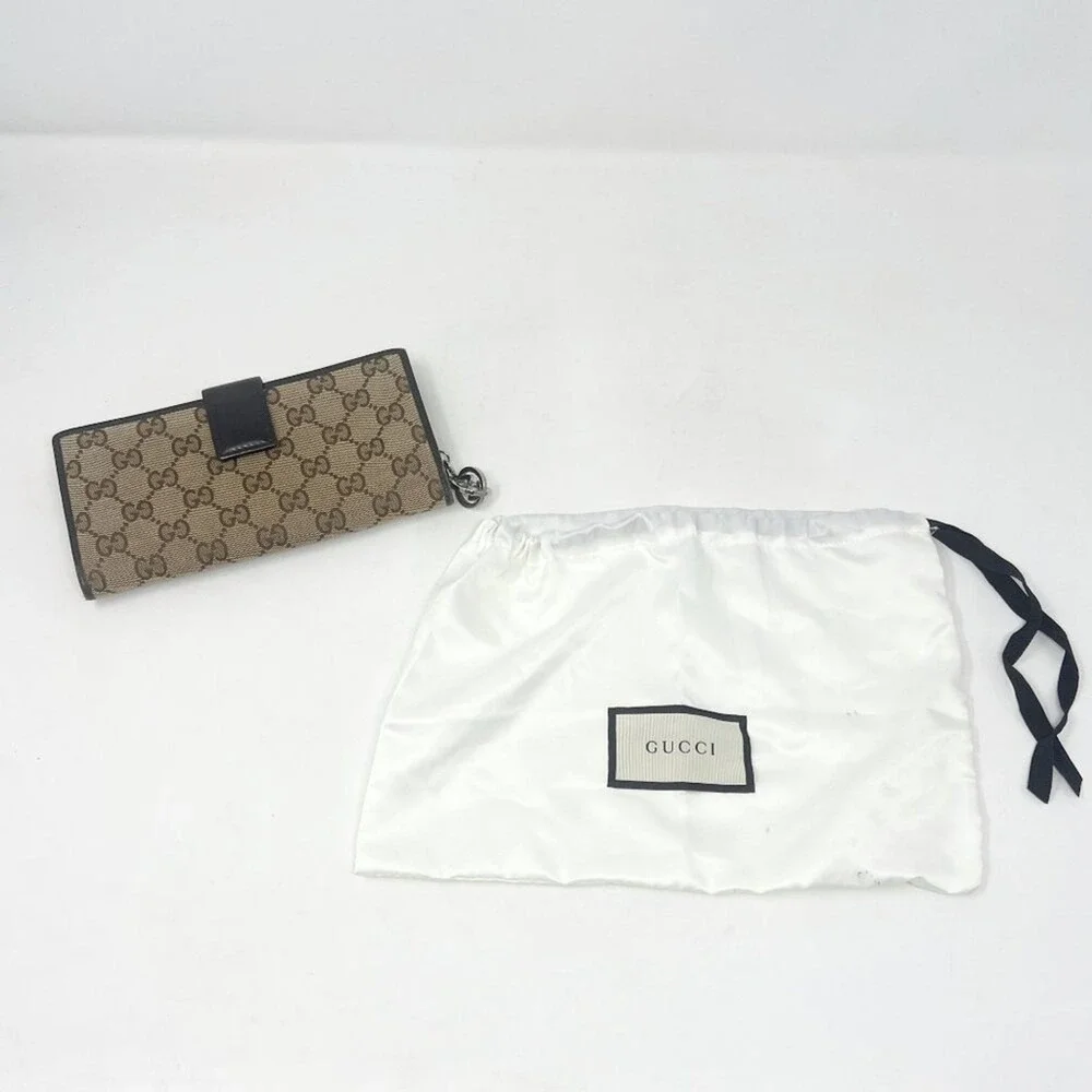 Gucci GG Monogram Canvas Zip Wallet‎ Black Leather Trim - Picture 11 of 12